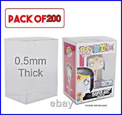 PACK OF 200 Clear Plastic Protector Cases for Funko Pop 4 Vinyl Figures. 50mm