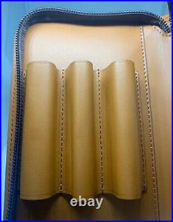 PILOT and SOMES Leather Round Zipper Pen Case for 3 Pens SLPC-01-BN Boxed MINT