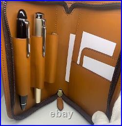 PILOT and SOMES Leather Round Zipper Pen Case for 3 Pens SLPC-01-BN Boxed MINT