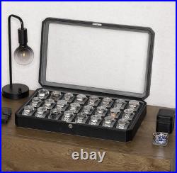 ROTHWELL 24 Slot Watch Case Gray Watch Box to Display Your Collection