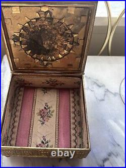 Rare Antique Ovington french Gilt Bronze & Blue Enamel Jewelry Casket Box Case