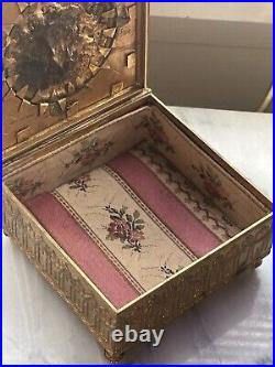 Rare Antique Ovington french Gilt Bronze & Blue Enamel Jewelry Casket Box Case