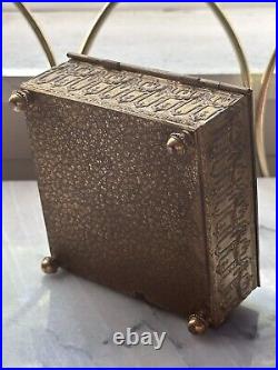 Rare Antique Ovington french Gilt Bronze & Blue Enamel Jewelry Casket Box Case