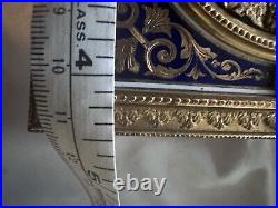 Rare Antique Ovington french Gilt Bronze & Blue Enamel Jewelry Casket Box Case