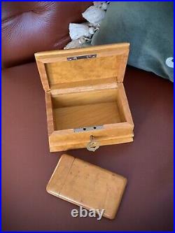 Rare Antique Set Tabletop Cigarette Box & Cigarette Case made of Karelian birch