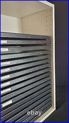 Riker Mount Display Case Shadow Box. 22 shelves in collection cabinet 12 x 16