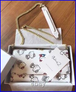 Sanrio Hello Kitty x Ninamew White Long Chain Wallet Gamaguchi coin case wz/Box