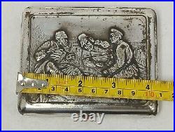 Silver Tone Metal Cigarette Box Rare Old Vintage