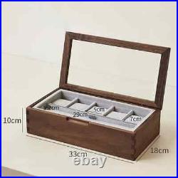 Solid Wood Watch Storage Box Walnut Jewelry Collection Organizer Display Case