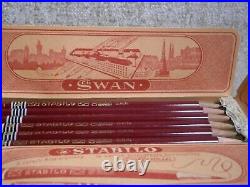 Swan-STABILO LotX2 Tin Pencil Cases Each X 12 Pencils New + Display Box Germany Swan-STABILO LotX2 Tin Pencil Cases Each X 12 Pencils New + Display Box Germany