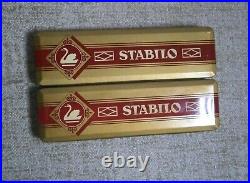 Swan-STABILO LotX2 Tin Pencil Cases Each X 12 Pencils New + Display Box Germany Swan-STABILO LotX2 Tin Pencil Cases Each X 12 Pencils New + Display Box Germany