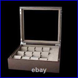 TAWBURY Watch Collection Box Organizer 12 Slot with Glass Lid