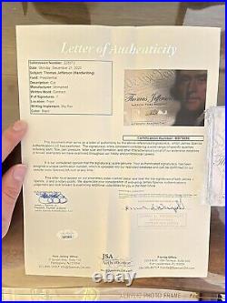 Thomas Jefferson Authentic Hand-Written Word Acrylic Display Case JSA LOA COA