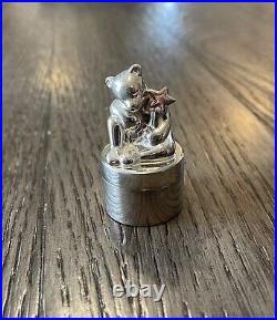 Tiffany & Co. Sterling Silver Slumbering Bear Tooth Fairy Pill Box Case