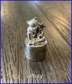 Tiffany & Co. Sterling Silver Slumbering Bear Tooth Fairy Pill Box Case