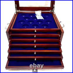 Ultimate Morgan Silver Dollar Collection Display Case Box Wooden with Key PCS