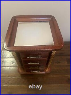 Unique 1987 Rotating VTG Commodore Collection Wooden Jewelry Box Rosalco Mirror