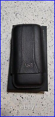 VSB London Black Leather Cigar Case Travel Case 3 Leather Case