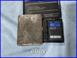 VTG 800 Silver Cigarette Case Etched Floral Engraving 3.13 OUNCES EXCELLENT COND VTG 800 Silver Cigarette Case Etched Floral Engraving 3.13 OUNCES EXCELLENT COND