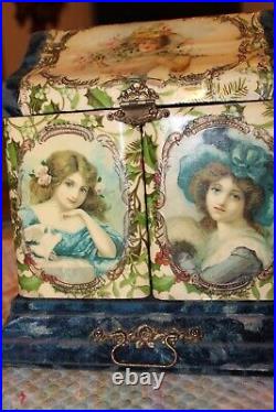 Victorian Little Girls' Vanity Case Opens with a Surprise Trinket Box Inside