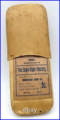 Vintage 1900s Antique EAGLE CIGAR FACTORY Promo Sleeve Woman Havana Case Box