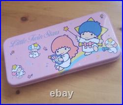 Vintage 1986 Little Twin Stars Sanrio Japan Metal Tin Pencil Case Box Kiki Lala