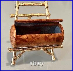 Vintage Antique Carved Wood Karelian Birch Lipstick Cigarette Trinket Case Box