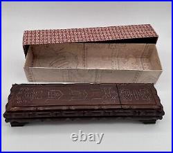Vintage Old Chinese Chicken-Wingwood Hand Carved Chopsticks Case / Box Antique