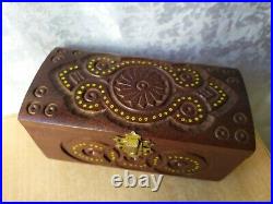 Vintage RARE wood box case Casket Larec Coffer Wooden Ukraine Hutsul hand made