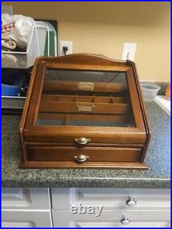 Vintage Rare Large Wood Dresser Top Collection Box Organizer 4 Big Drawers