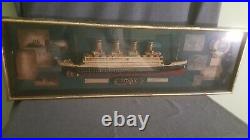 Vintage Titanic 1912 3D Shadow Box Ship in a Glass Display Case