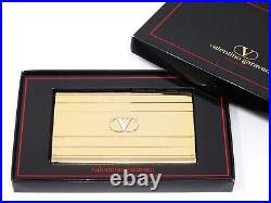 Vintage VALENTINO GARAVANI Logo Metal Cigarette Holder Case Gold WithBox Auth Rare