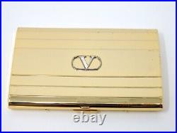 Vintage VALENTINO GARAVANI Logo Metal Cigarette Holder Case Gold WithBox Auth Rare