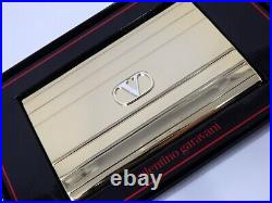 Vintage VALENTINO GARAVANI Logo Metal Cigarette Holder Case Gold WithBox Auth Rare