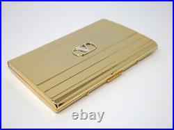 Vintage VALENTINO GARAVANI Logo Metal Cigarette Holder Case Gold WithBox Auth Rare