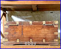 Vintage Wooden Large Size Storage Chest Box Original Hand Crafted Brass Fitted