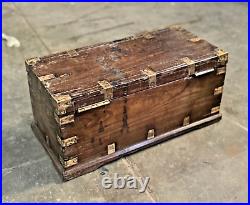 Vintage Wooden Large Size Storage Chest Box Original Hand Crafted Brass Fitted