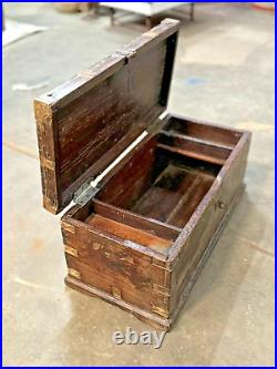 Vintage Wooden Large Size Storage Chest Box Original Hand Crafted Brass Fitted