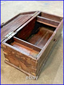 Vintage Wooden Large Size Storage Chest Box Original Hand Crafted Brass Fitted