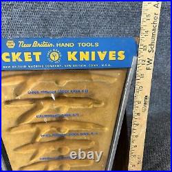 Vtg NAPA New Britain Pocket Knives EMPTY Store Sales Display Case Hinged BOKER