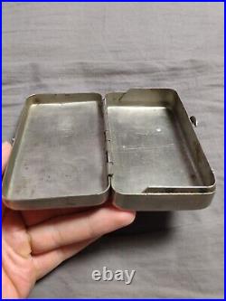 WW2 metal cigarette case, handmade tobacco box 1945