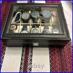 Watches And Box Leather wrist Watch Display Case Collection Storage Holder Box
