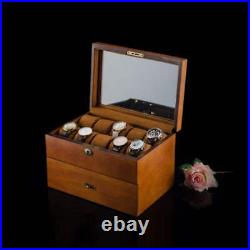 Wooden Double-Layer Watch Storage Box With Lock Jewelry Collection Display Box