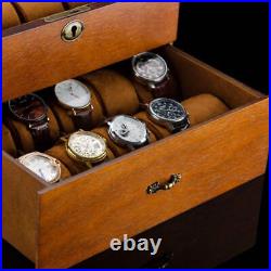 Wooden Double-Layer Watch Storage Box With Lock Jewelry Collection Display Box