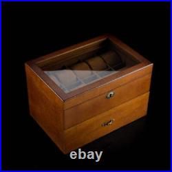 Wooden Double-Layer Watch Storage Box With Lock Jewelry Collection Display Box