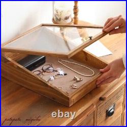 Wooden display case glass collection box antique style accessory case JAPAN F/S