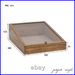 Wooden display case glass collection box antique style accessory case JAPAN F/S