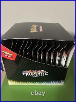 X12 Pokemon PRISMATIC EVOLUTIONS Tech Sticker Collection Display Case New