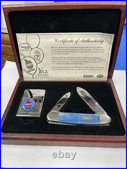 Zippo Case XX 1997 Swap Meet Ltd Ed Lighter & Knife Set Sealed In Wood Box C49