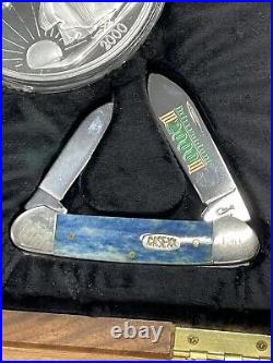 Zippo Case XX 2000 Millennium 1/2 Lb Silver Coin Lighter & Knife Set In Box C53